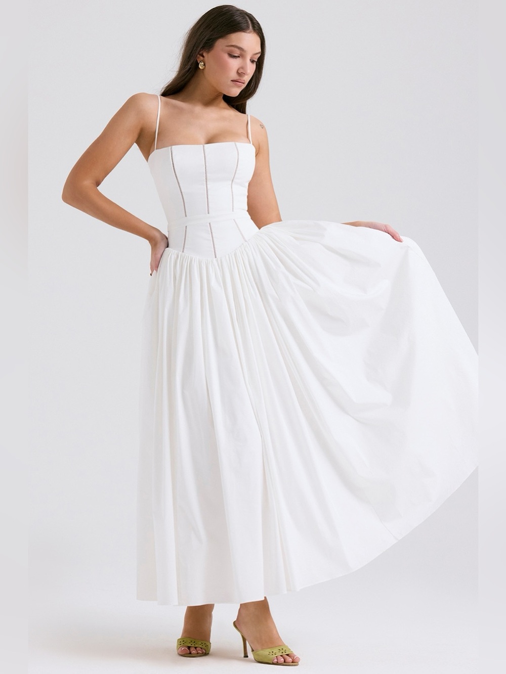 House of CB YSABELLA White Cotton Maxi Sundress, Size Medium, $299 - Picture 5 of 15